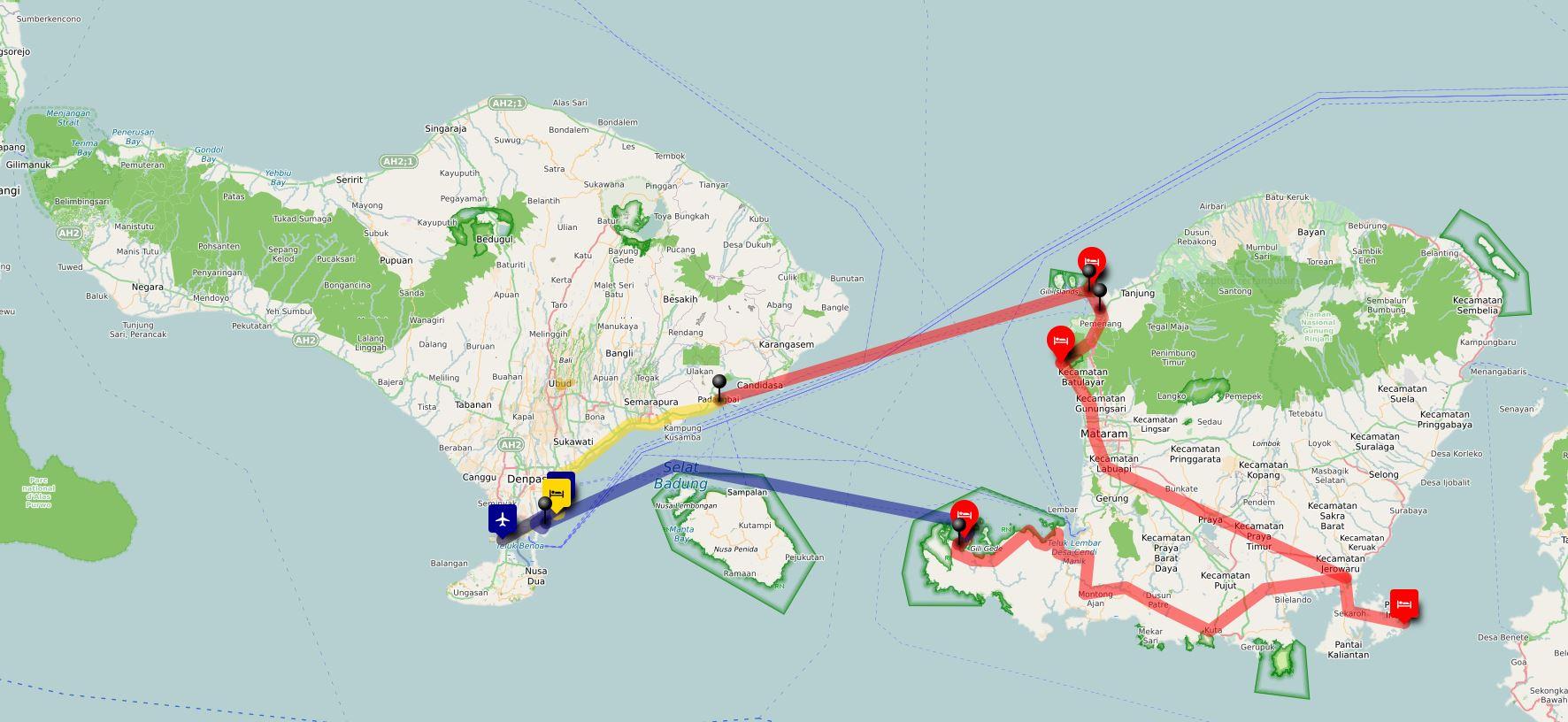 carte périple Lombok 